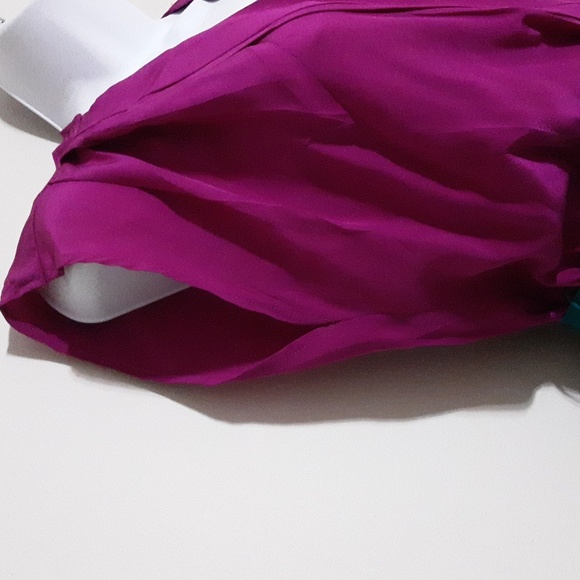 Charlien Jade Elegant Two-Tone Dress Fishia Green Silk Women S/P Y2k Event Fairy - Picture 4 of 7